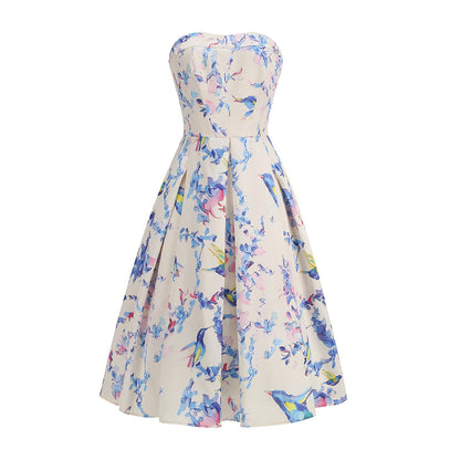 Women's Fashion Personality Floral Strapless Dress