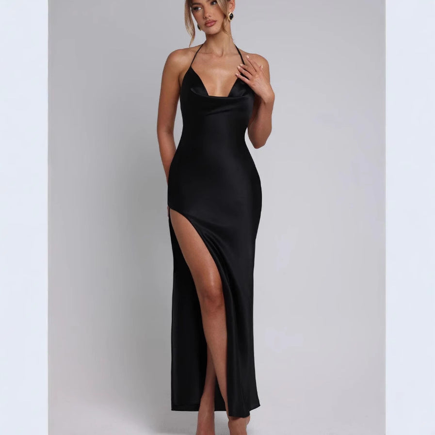 Women's Fashion Personalized Halter Slit Waist Dress