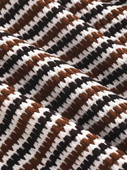 Kathryn – Kleurcontrasterend Ronde Hals T-shirt met Houndstooth Patroon