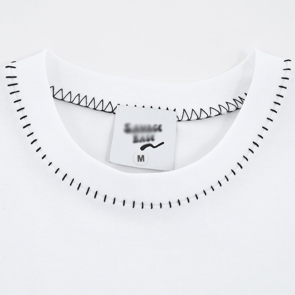 Carol – Ronde Hals T-shirt met Open Lijn Stiksel