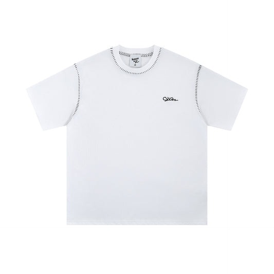 Carol – Ronde Hals T-shirt met Open Lijn Stiksel