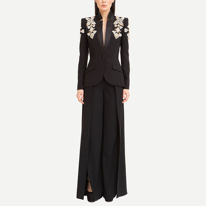 Esme – Elegante Rhinestone Blazer met Split Broek