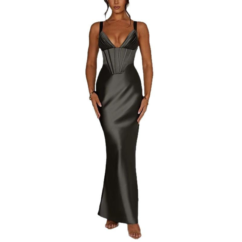 Women's Fashion Fishbone Temperament Camisole Dress