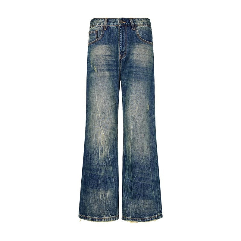 Gilbert – Eenvoudige Losse Micro-uitlopende Jeans met Waterpatroon
