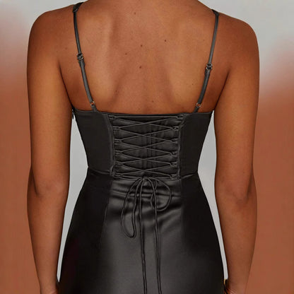 Women's Fashion Fishbone Temperament Camisole Dress