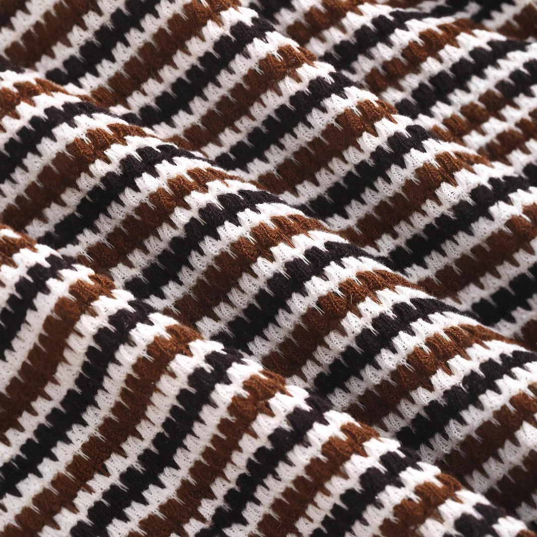 Kathryn – Kleurcontrasterend Ronde Hals T-shirt met Houndstooth Patroon