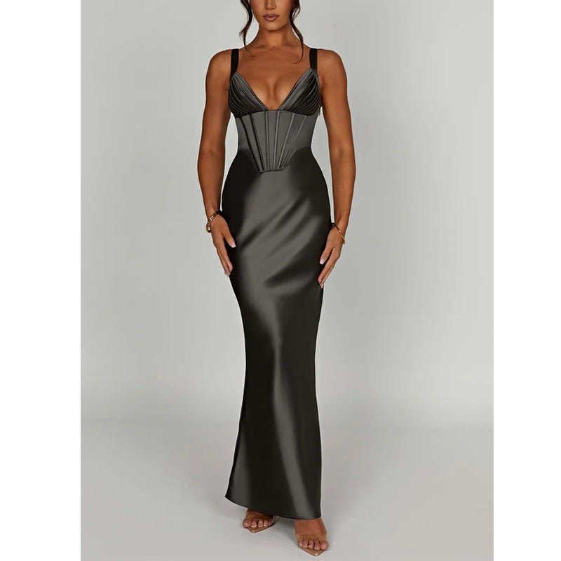 Women's Fashion Fishbone Temperament Camisole Dress