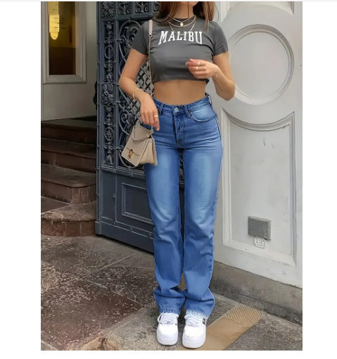 Hayley – Lichtblauwe Slim Fit High Waist Stretch Jeans