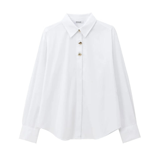 Deborah – Mode Polokraag Goudkleurige Knopen