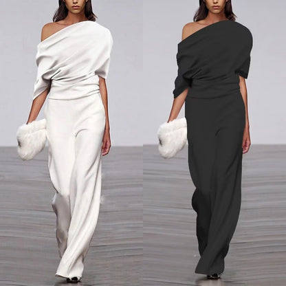 Off-neck Jumpsuit Loose Casual Women's Clothing Solid Color