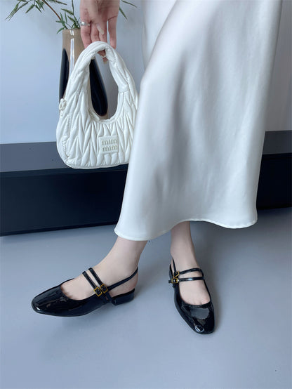 Melanie – Vierkante Teen Semi-slippers met Gesp