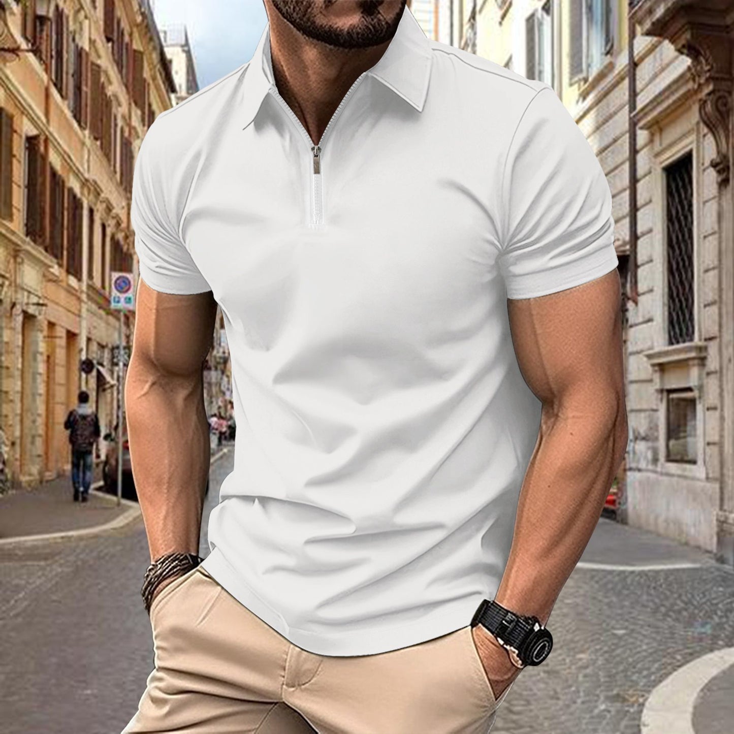 Vincent – Polo Shirt met Rits en Revers voor Heren
