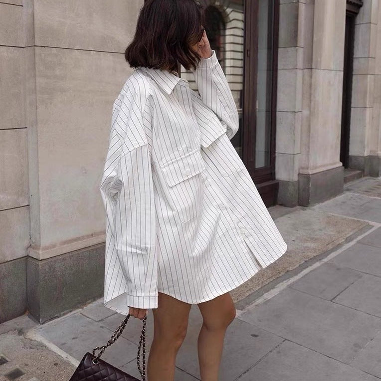 Natasha – Lange Mouwen Casual Overhemd met Zak Boyfriend Stijl