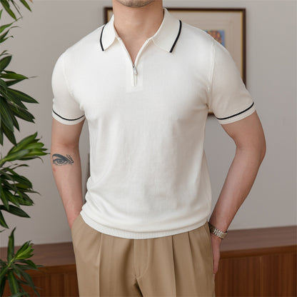Sydney – Slim Gebreide Retro Poloshirt voor Mannen