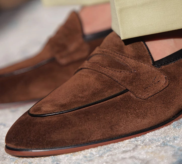 Mark – Britse Stijl Heren Schoenen met Vierkante Neus in Premium Vegan Suede