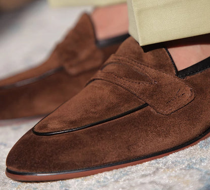 Mark – Britse Stijl Heren Schoenen met Vierkante Neus in Premium Vegan Suede