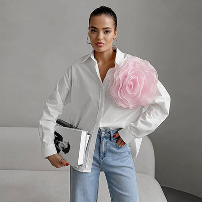 Jessica – Mesh Shirt met Strik en Polokraag