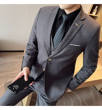 Cameron – Drie-delig Tuxedo Pak met Mesh Ruitpatroon