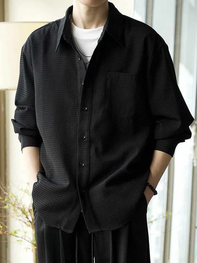 Larry – Casual Losse Wafel Polo Kraag Shirt