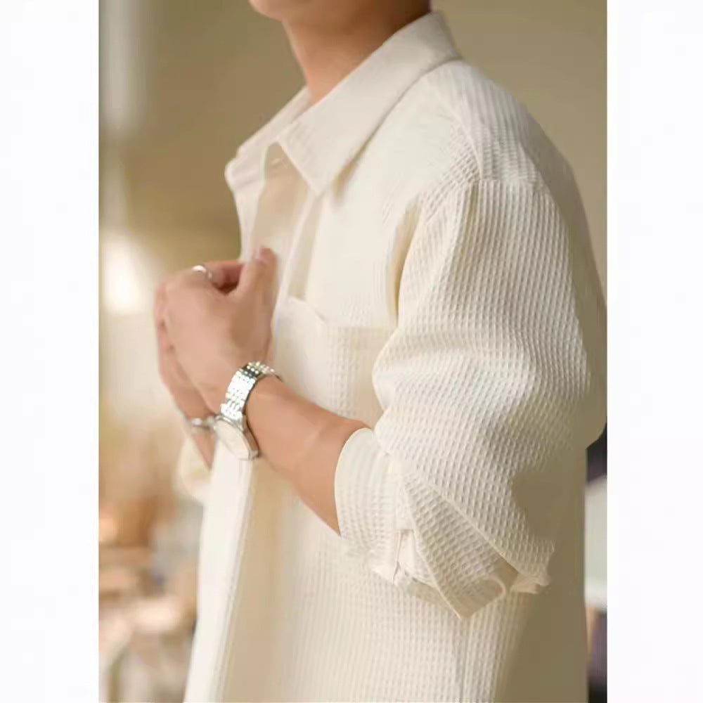 Larry – Casual Losse Wafel Polo Kraag Shirt