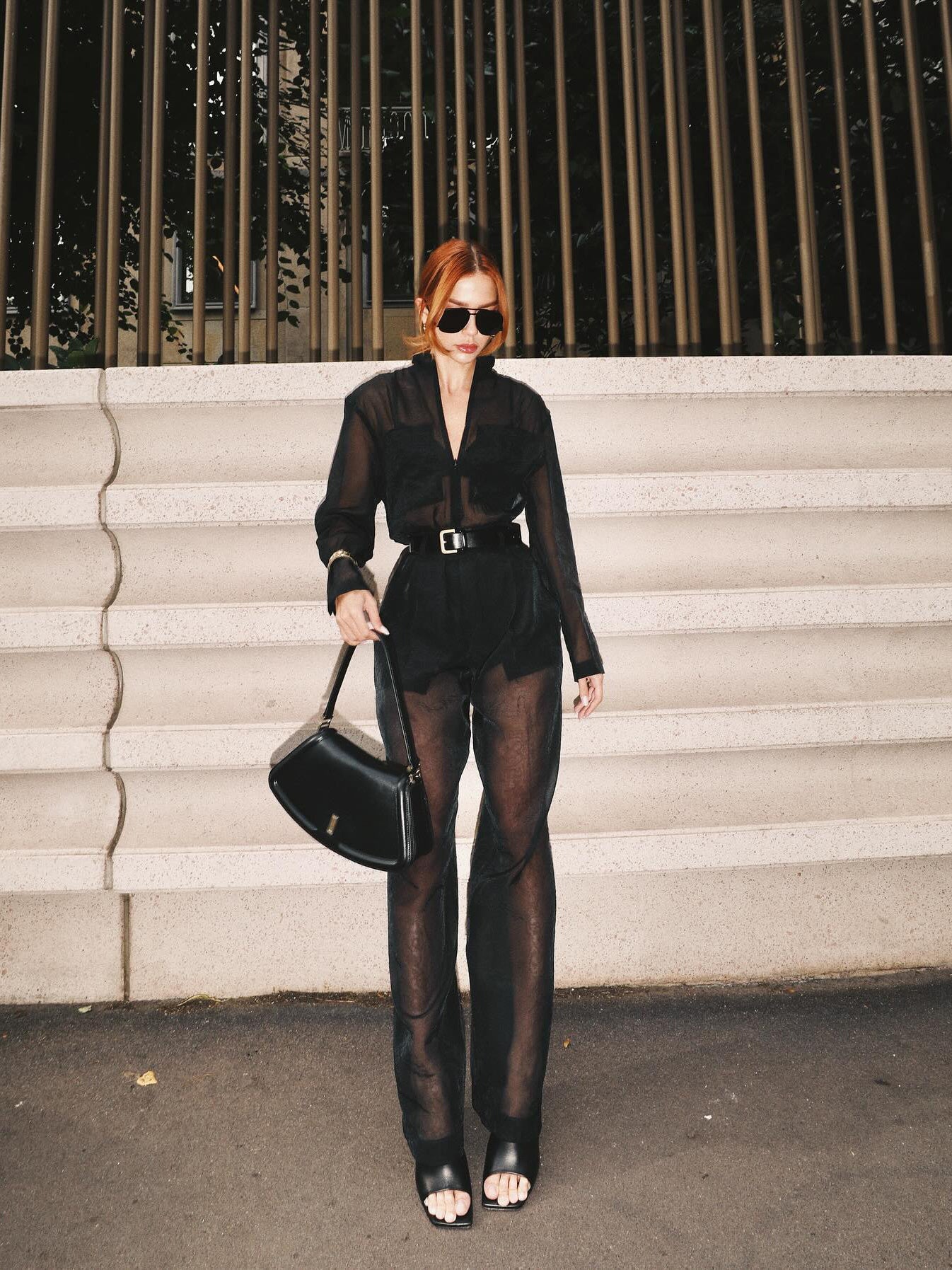 Joy – Zwart Mesh Doorschijnend Top & Hoge Taille Broek Set