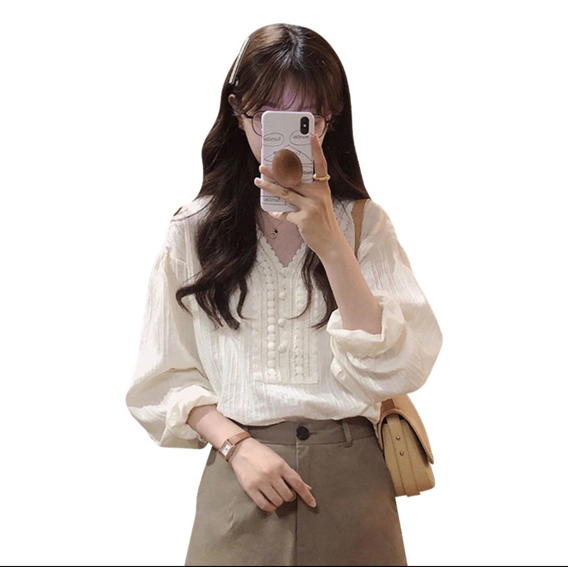 Lauren – Artistieke Retro Lange Mouwen Top