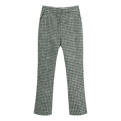 Julie – Getextureerde Dubbelrij Blazer met Uitlopende Broek