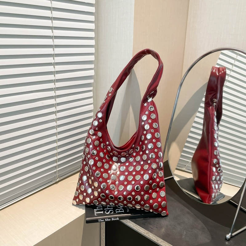 Women's Polka Dot Rivet Shoulder Bag