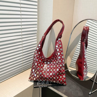 Women's Polka Dot Rivet Shoulder Bag
