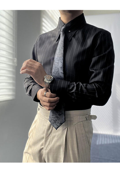 Kenneth – Empire Kraag Gestreept Overhemd voor Heren